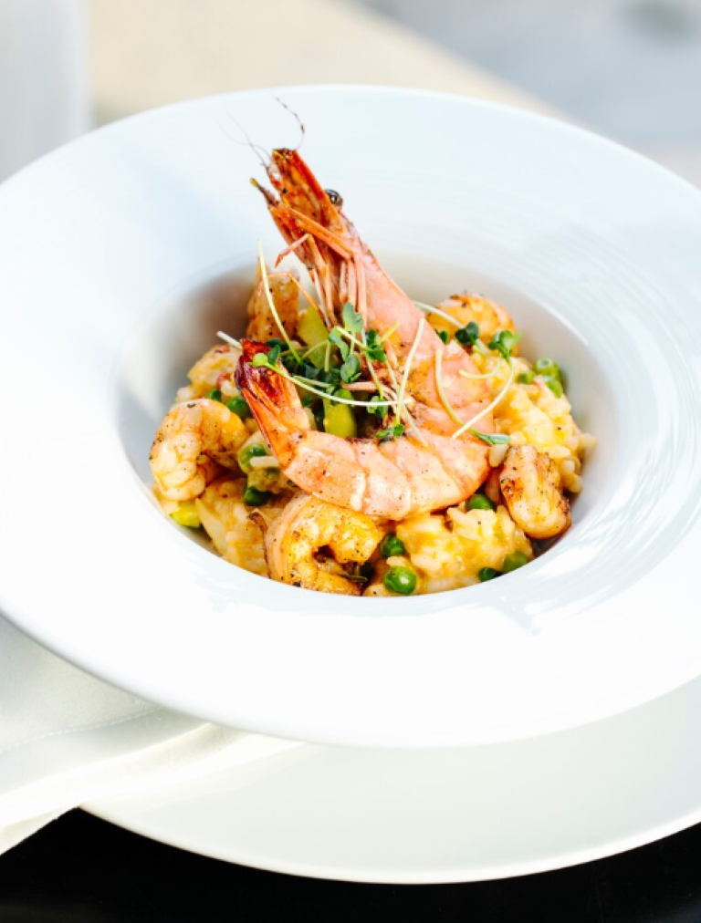 Champagne risotto with shrimp and paprika
